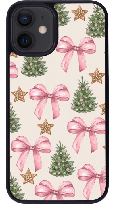 Coque iPhone 12 mini - Silicone rigide noir Christmas 25 Vintage Ribbons