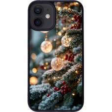 Coque iPhone 12 mini - Silicone rigide noir Christmas 25 Xmas Decorated Tree