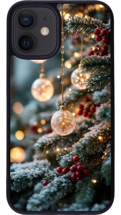 Coque iPhone 12 mini - Silicone rigide noir Christmas 25 Xmas Decorated Tree