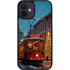 Coque iPhone 12 mini - Silicone rigide noir Christmas 25 Xmas Train