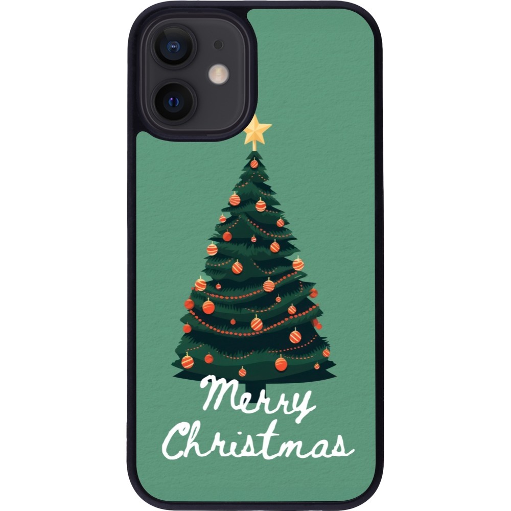 Coque iPhone 12 mini - Silicone rigide noir Christmas 25 Xmas Tree
