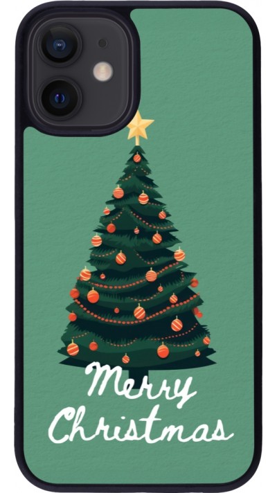 Coque iPhone 12 mini - Silicone rigide noir Christmas 25 Xmas Tree