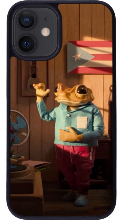 Coque iPhone 12 mini - Silicone rigide noir Dancing frog DTMF
