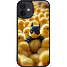 Coque iPhone 12 mini - Silicone rigide noir Easter 2026 Chicken Batman