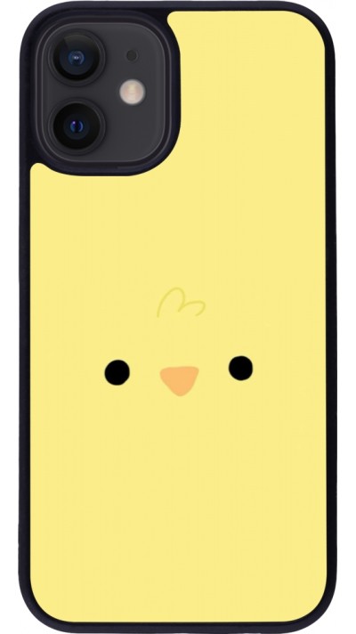 Coque iPhone 12 mini - Silicone rigide noir Easter 2026 Little chicken