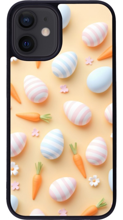 Coque iPhone 12 mini - Silicone rigide noir Easter 2026 Pattern Easter