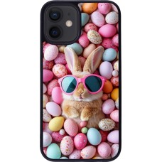 Coque iPhone 12 mini - Silicone rigide noir Easter 2026 Rabbit fun