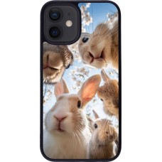 Coque iPhone 12 mini - Silicone rigide noir Easter 2026 Rabbits