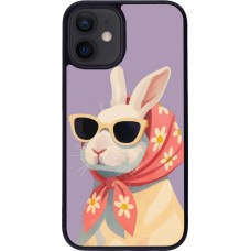 Coque iPhone 12 mini - Silicone rigide noir Easter 2026 Rabbit with scarf