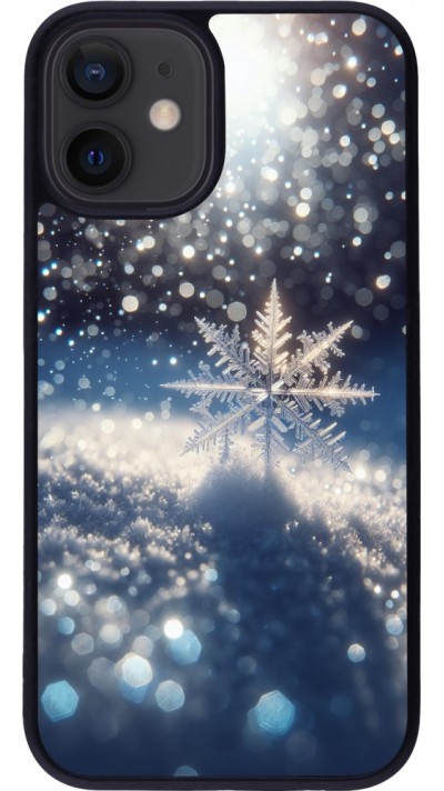 iPhone 12 mini Case Hülle - Silikon schwarz Schneeflocke Solar Glanz