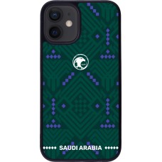 Coque iPhone 12 mini - Silicone rigide noir Maillot de football Arabie saoudite 2026 personnalisable