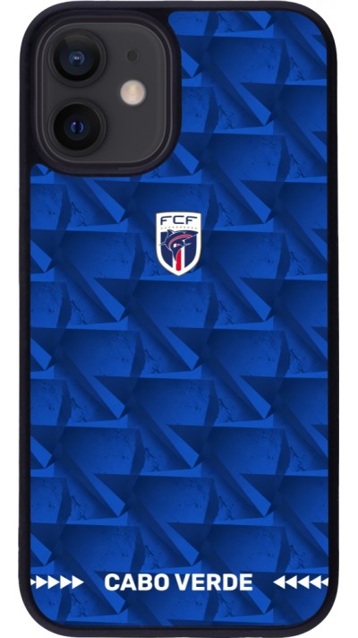 Coque iPhone 12 mini - Silicone rigide noir Maillot de football Cap-Vert 2026 personnalisable