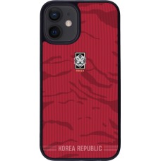 Coque iPhone 12 mini - Silicone rigide noir Maillot de football Corée du Sud 2026 personnalisable