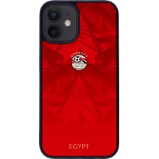Coque iPhone 12 mini - Silicone rigide noir Maillot de football Égypte 2026 personnalisable