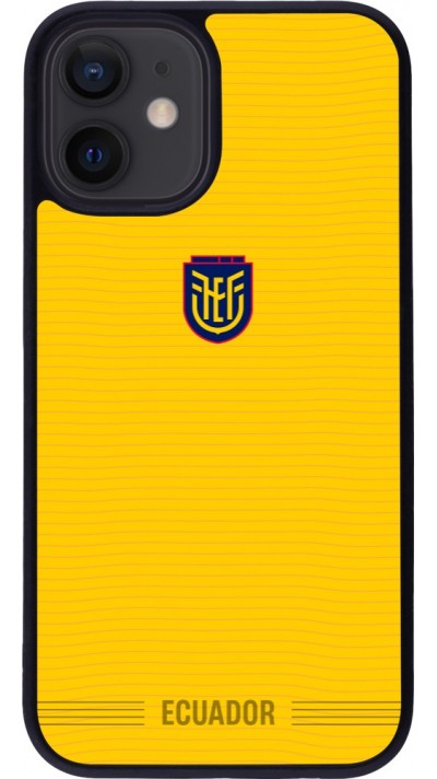 Coque iPhone 12 mini - Silicone rigide noir Maillot de football E?quateur 2026 personnalisable