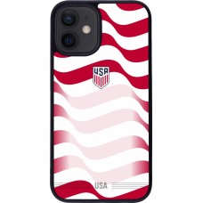 Coque iPhone 12 mini - Silicone rigide noir Maillot de football États-Unis 2026 personnalisable