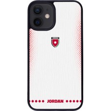 Coque iPhone 12 mini - Silicone rigide noir Maillot de football Jordanie 2026 personnalisable