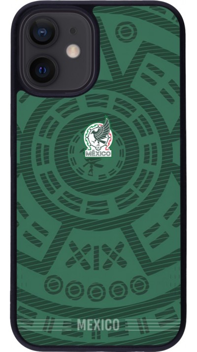 Coque iPhone 12 mini - Silicone rigide noir Maillot de football Mexique 2026 personnalisable