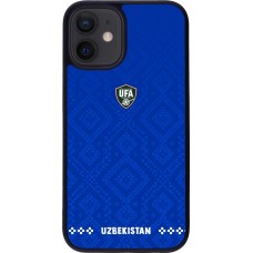 Coque iPhone 12 mini - Silicone rigide noir Maillot de football Ouzbékistan 2026 personnalisable
