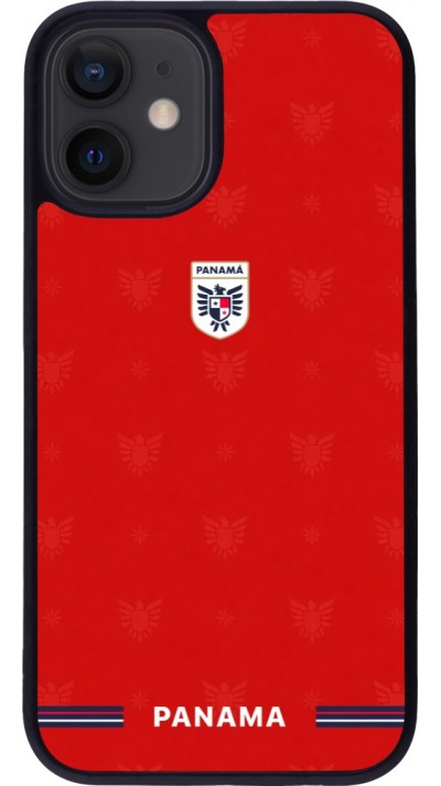 Coque iPhone 12 mini - Silicone rigide noir Maillot de football Panama 2026 personnalisable
