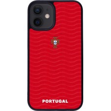 Coque iPhone 12 mini - Silicone rigide noir Maillot de football Portugal 2026 personnalisable
