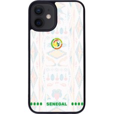 Coque iPhone 12 mini - Silicone rigide noir Maillot de football Sénégal 2026 personnalisable