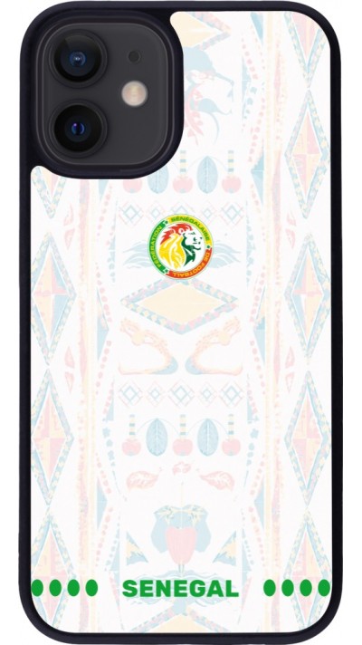 Coque iPhone 12 mini - Silicone rigide noir Maillot de football Sénégal 2026 personnalisable