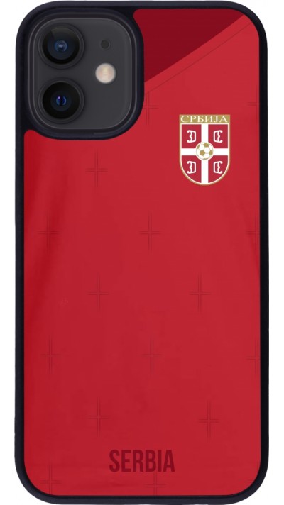 iPhone 12 mini Case Hülle - Silikon schwarz Serbien 2022 personalisierbares Fussballtrikot
