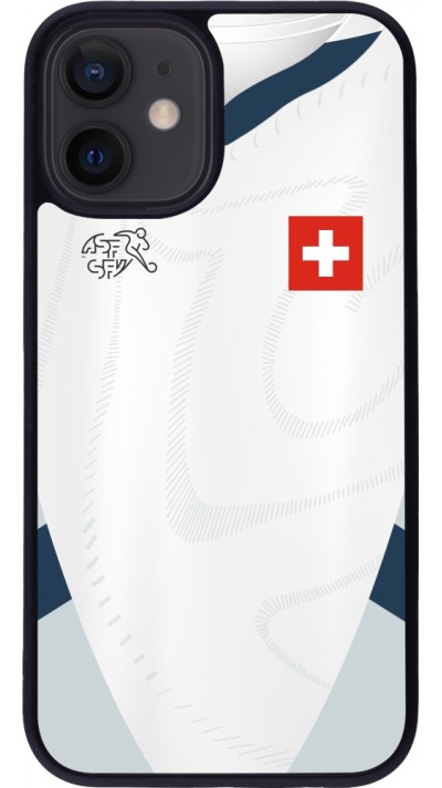 iPhone 12 mini Case Hülle - Silikon schwarz Schweiz Away personalisierbares Fussballtrikot
