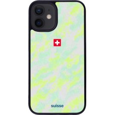 Coque iPhone 12 mini - Silicone rigide noir Maillot de football Suisse Away 2026 personnalisable