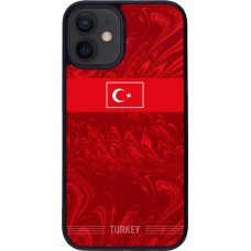 Coque iPhone 12 mini - Silicone rigide noir Maillot de football Turquie 2026 personnalisable