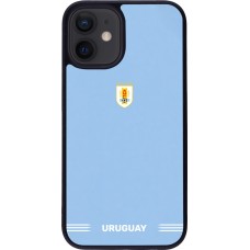 Coque iPhone 12 mini - Silicone rigide noir Maillot de football Uruguay 2026 personnalisable