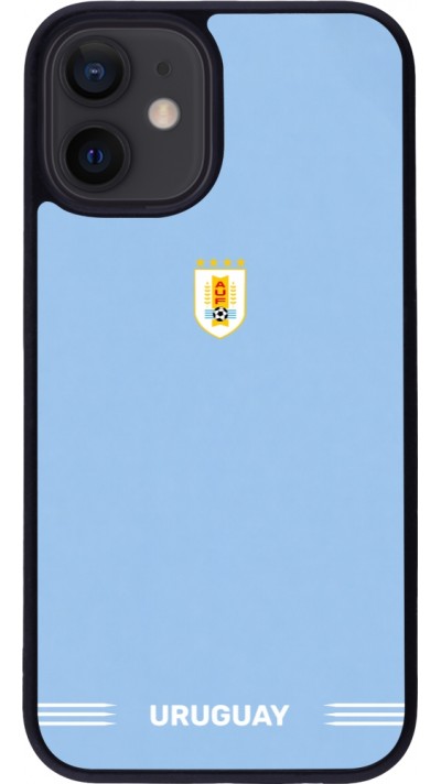 Coque iPhone 12 mini - Silicone rigide noir Maillot de football Uruguay 2026 personnalisable