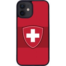 Coque iPhone 12 mini - Silicone rigide noir Hockey World Championship Ecusson Suisse