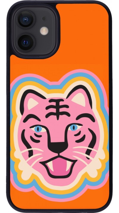 Coque iPhone 12 mini - Silicone rigide noir Lion colors 2026