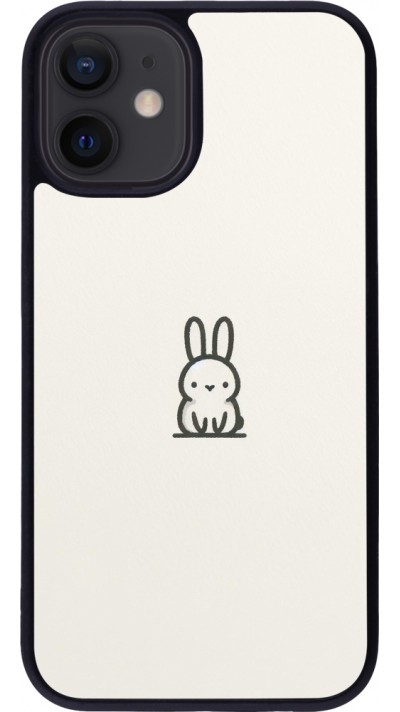 Coque iPhone 12 mini - Silicone rigide noir Minimal bunny cutie