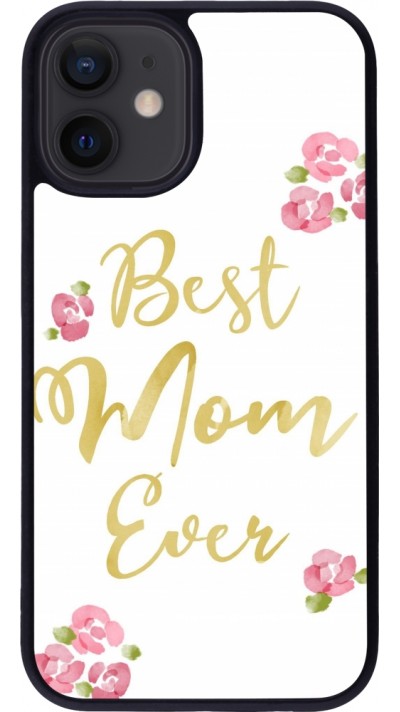 Coque iPhone 12 mini - Silicone rigide noir Mom 2024 best Mom ever