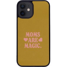 Coque iPhone 12 mini - Silicone rigide noir Mom 2026 Are Magic