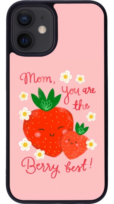 Coque iPhone 12 mini - Silicone rigide noir Mom 2026 Berry best