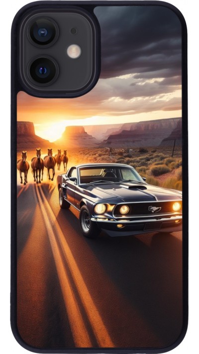 Coque iPhone 12 mini - Silicone rigide noir Mustang 69 Grand Canyon