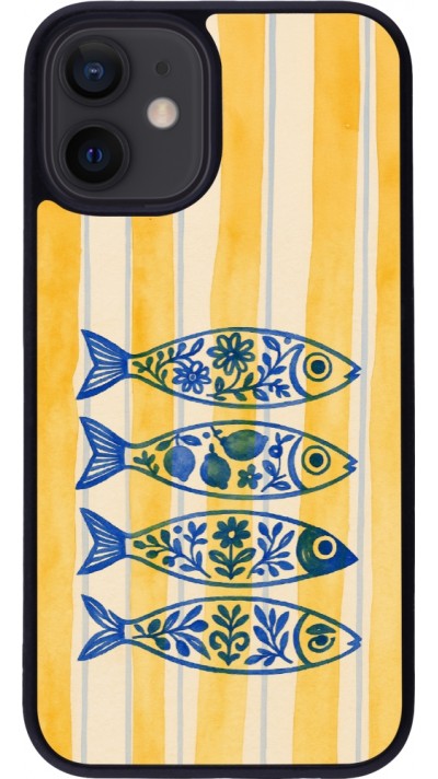 Coque iPhone 12 mini - Silicone rigide noir Portuguese fish 2026