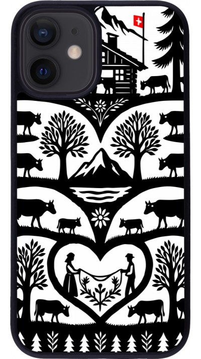 Coque iPhone 12 mini - Silicone rigide noir Poya Suisse 2