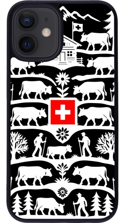 Coque iPhone 12 mini - Silicone rigide noir Poya Suisse 3 noir