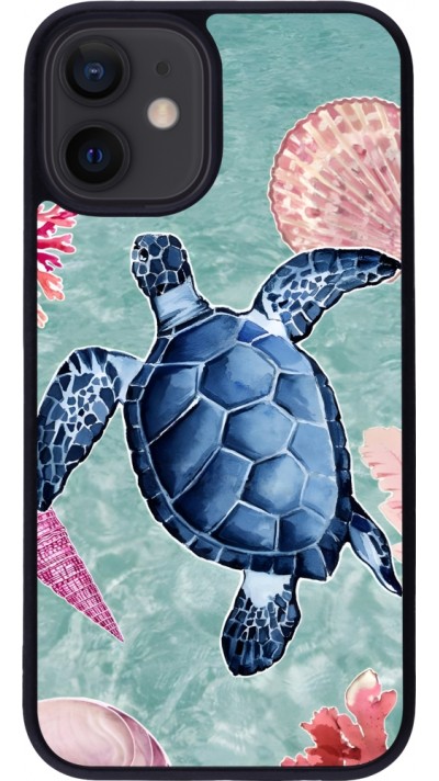 Coque iPhone 12 mini - Silicone rigide noir Preppy Turtle