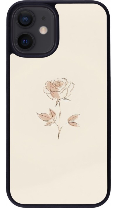 Coque iPhone 12 mini - Silicone rigide noir Sable Rose Minimaliste