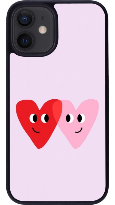 Coque iPhone 12 mini - Silicone rigide noir Saint Valentines Day 26 Heart
