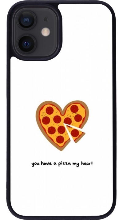 Coque iPhone 12 mini - Silicone rigide noir Saint Valentines Day 26 You have my pizza heart