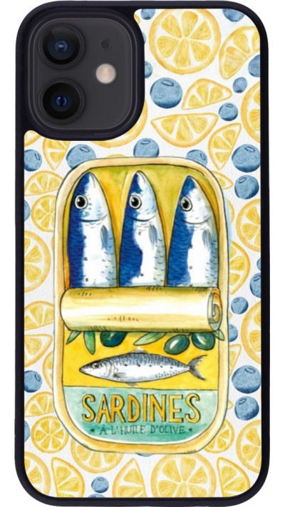 Coque iPhone 12 mini - Silicone rigide noir Sardines in oil 2026