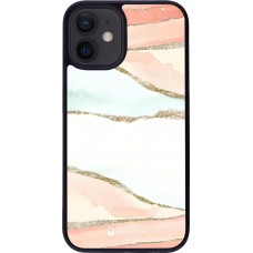 Coque iPhone 12 mini - Silicone rigide noir Shimmering Orange