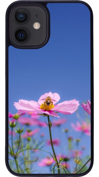 Coque iPhone 12 mini - Silicone rigide noir Bee on a flower 2026